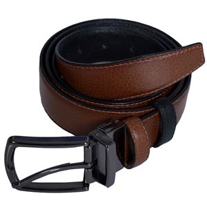 Tan and Black Double Sided 2 Color Genuine Leather Belt