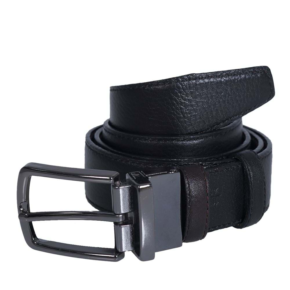 Navy and Black Double Sided 2 Color Genuine Leather Belt