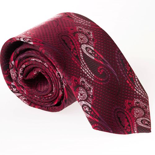 Burgundy Paisley Italian Designer Necktie