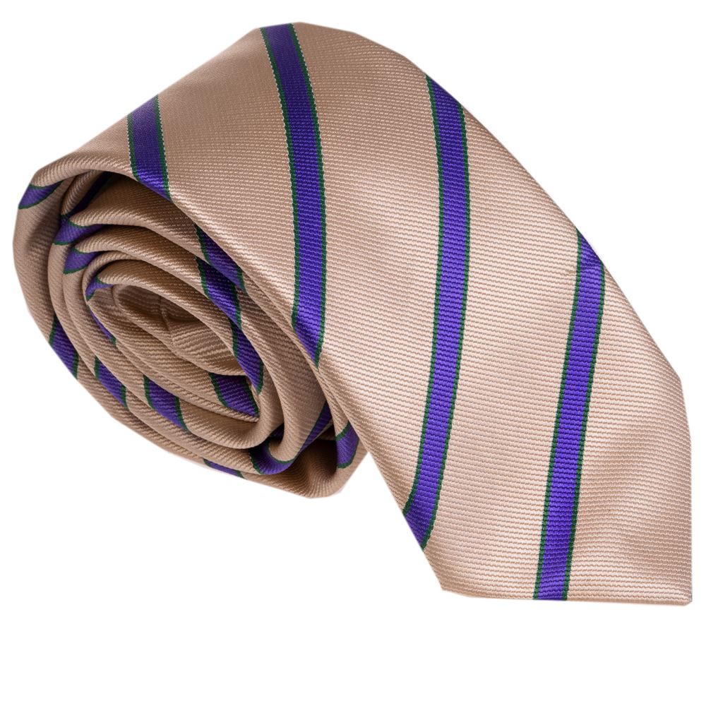 Beige Purple Striped Necktie