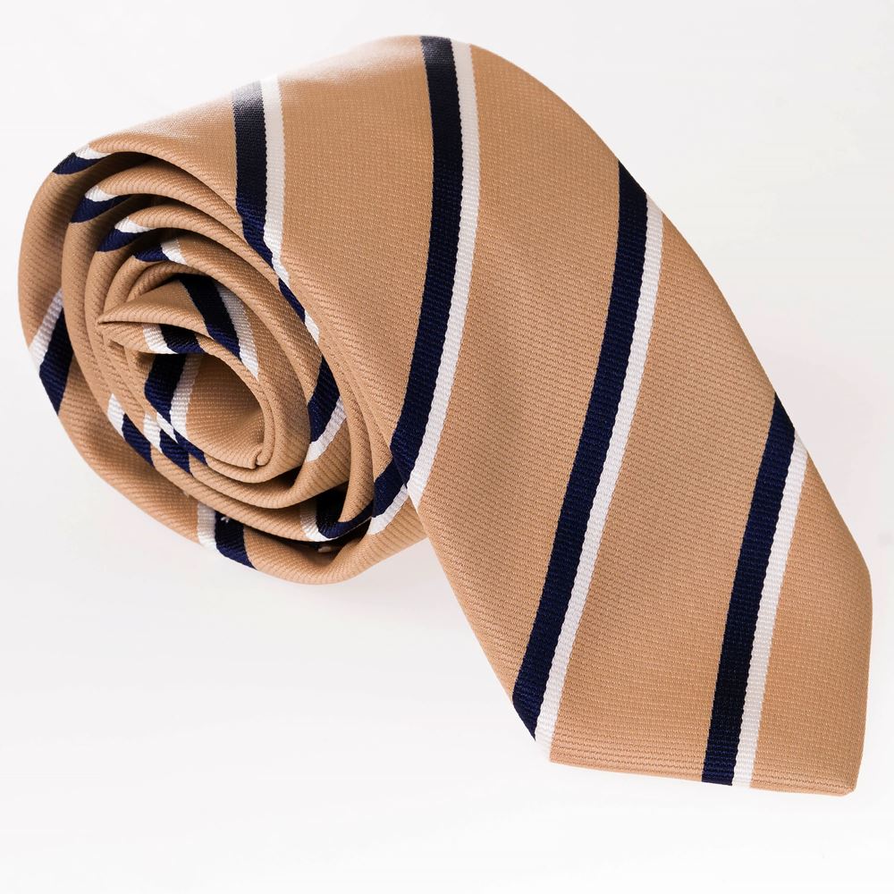 Beige Navy Striped Necktie