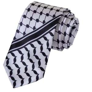 Black and White Palestine Flag Kufia Designer with Pouch Necktie