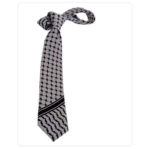 Black and White Palestine Flag Kufia Designer with Pouch Necktie
