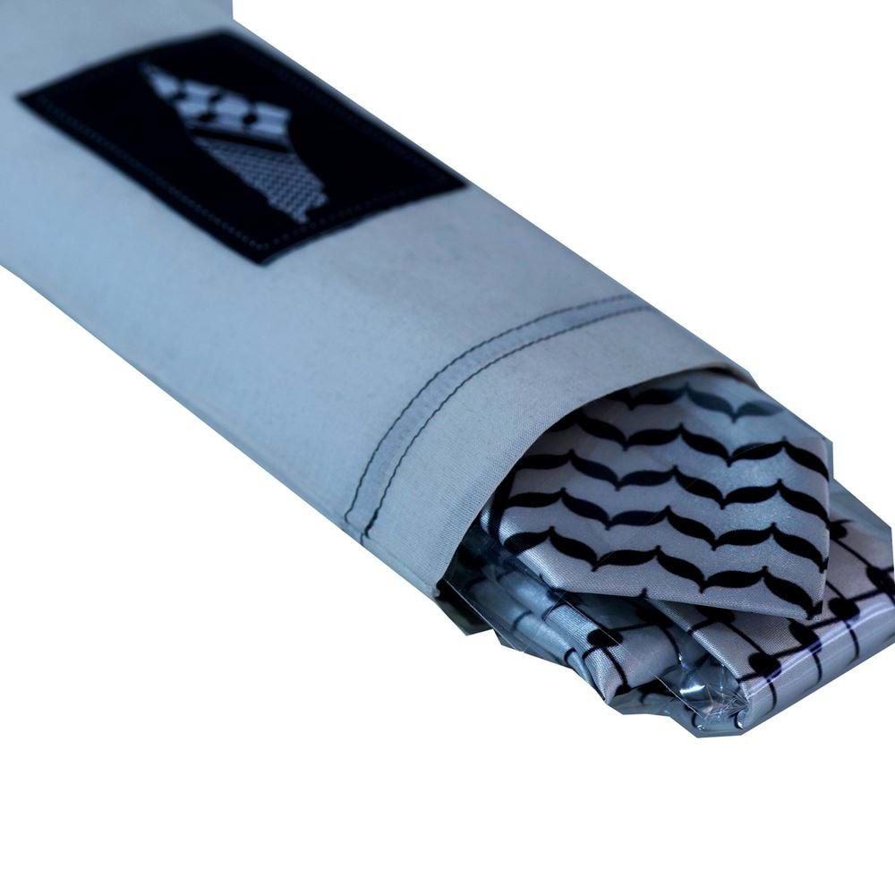 Black and White Palestine Flag Kufia Designer with Pouch Necktie