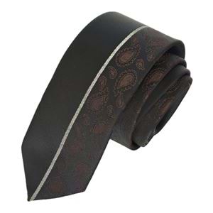 Black Brown Shawl Patterned Custom Panel Cut Slim Fashion Slim Tie