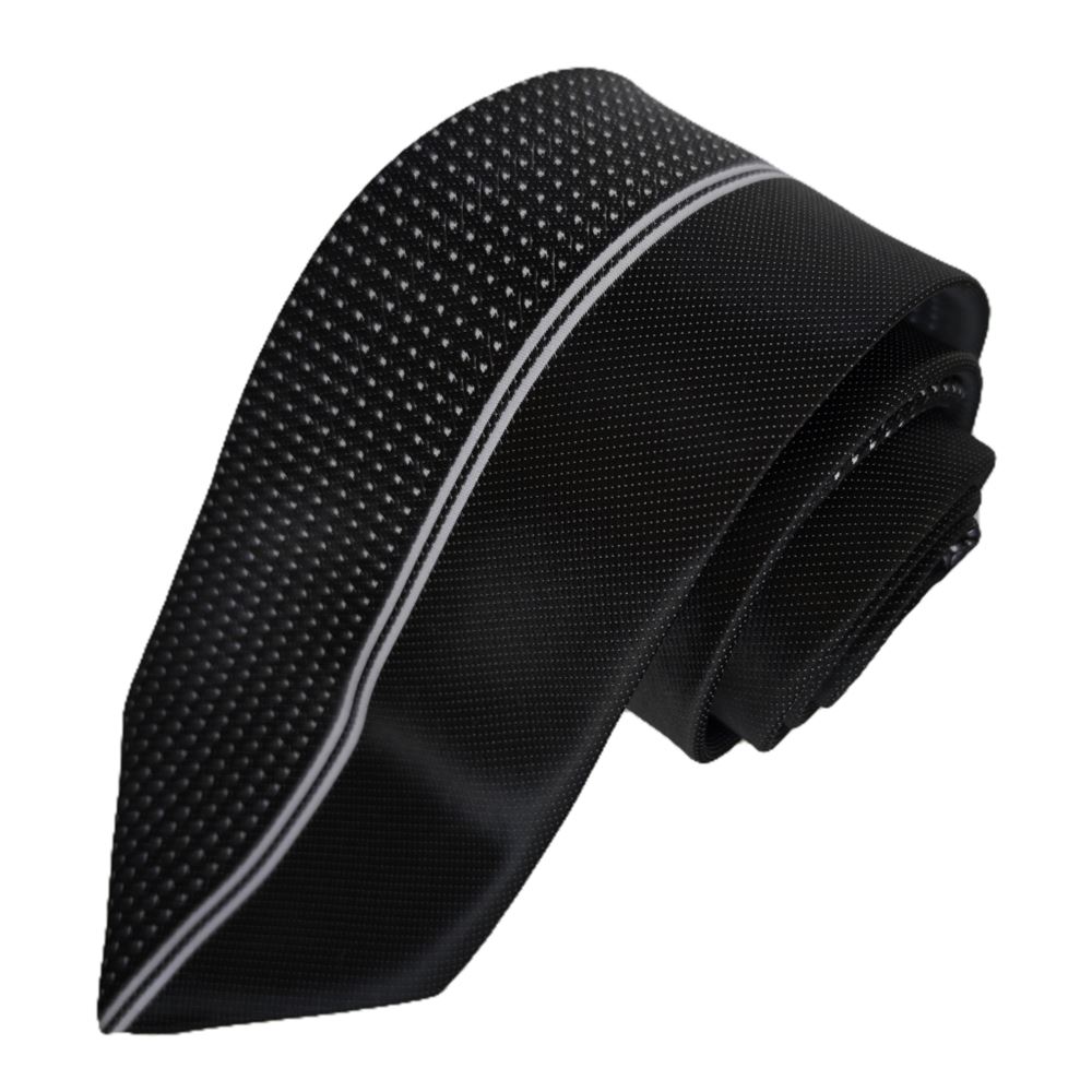 Black Polka Dot Half Simple Custom Cut Italian Tie