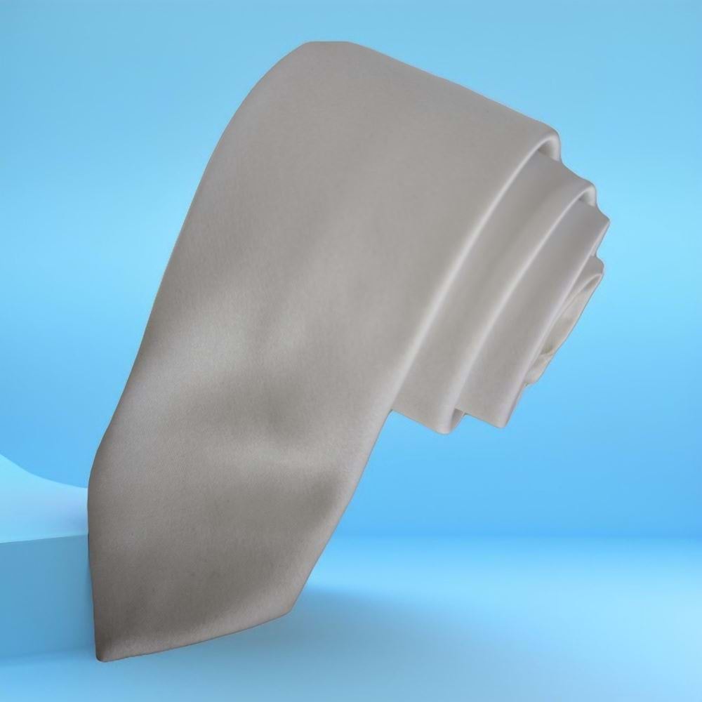 White Simple Satin Weave Slim Fashion Slim Tie