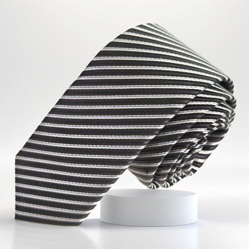 Black White Striped Jacquard Woven Slim Fashion Slim Tie