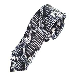 Black & White Snakeskin Pattern Printed Slim Fashion Slim Tie