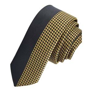 Black and Gold Checkered Custom Board Slim Fashion Slim Tie