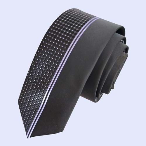 Purple Black Square Patterned Custom Panel Cut Slim Fashion Slim Tie