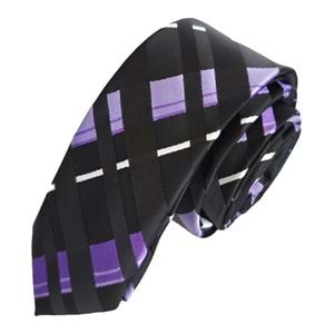 Purple Black Lilac Plaid Square Transition Slim Fashion Slim Tie