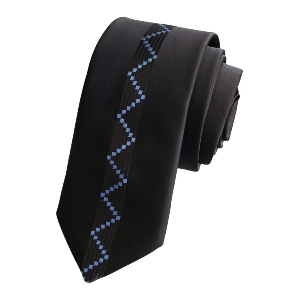 Blue Zigzag Patterned Custom Board Slim Fashion Slim Tie