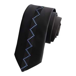 Blue Zigzag Patterned Custom Board Slim Fashion Slim Tie