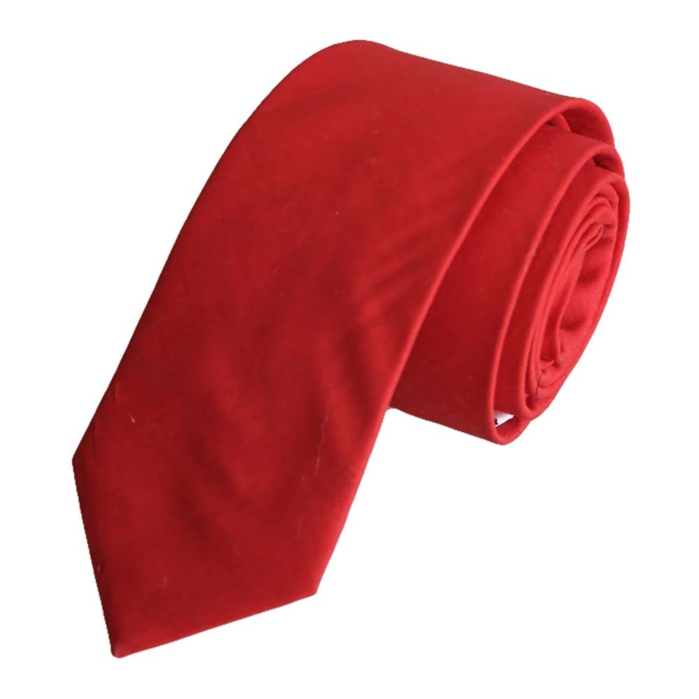 Red Plain Cotton Poplin Woven Slim Fashion Slim Tie