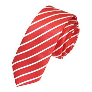 Red White Striped Jacquard Woven Slim Fashion Slim Tie