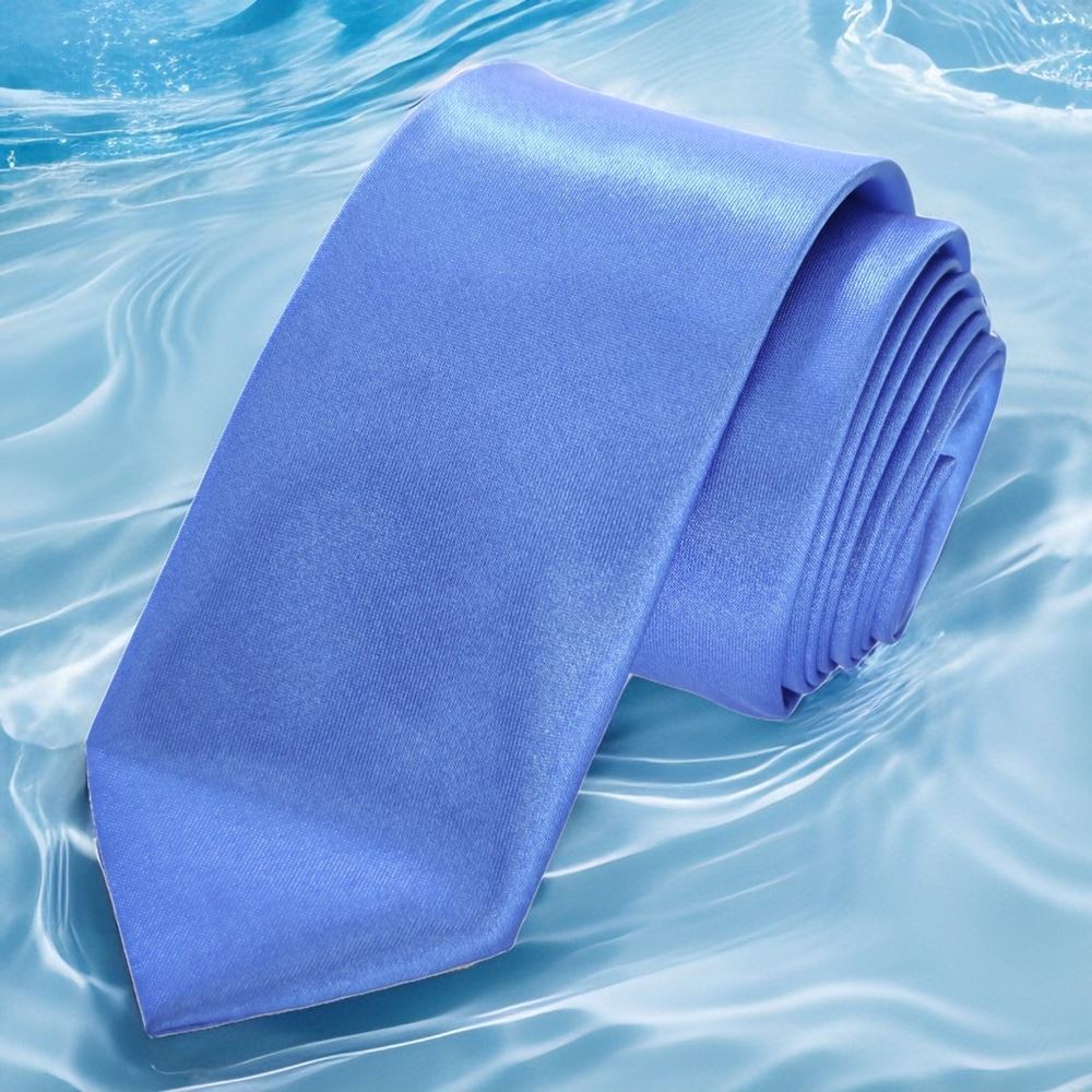 Blue Plain Dupon Satin Weave Slim Fashion Slim Tie