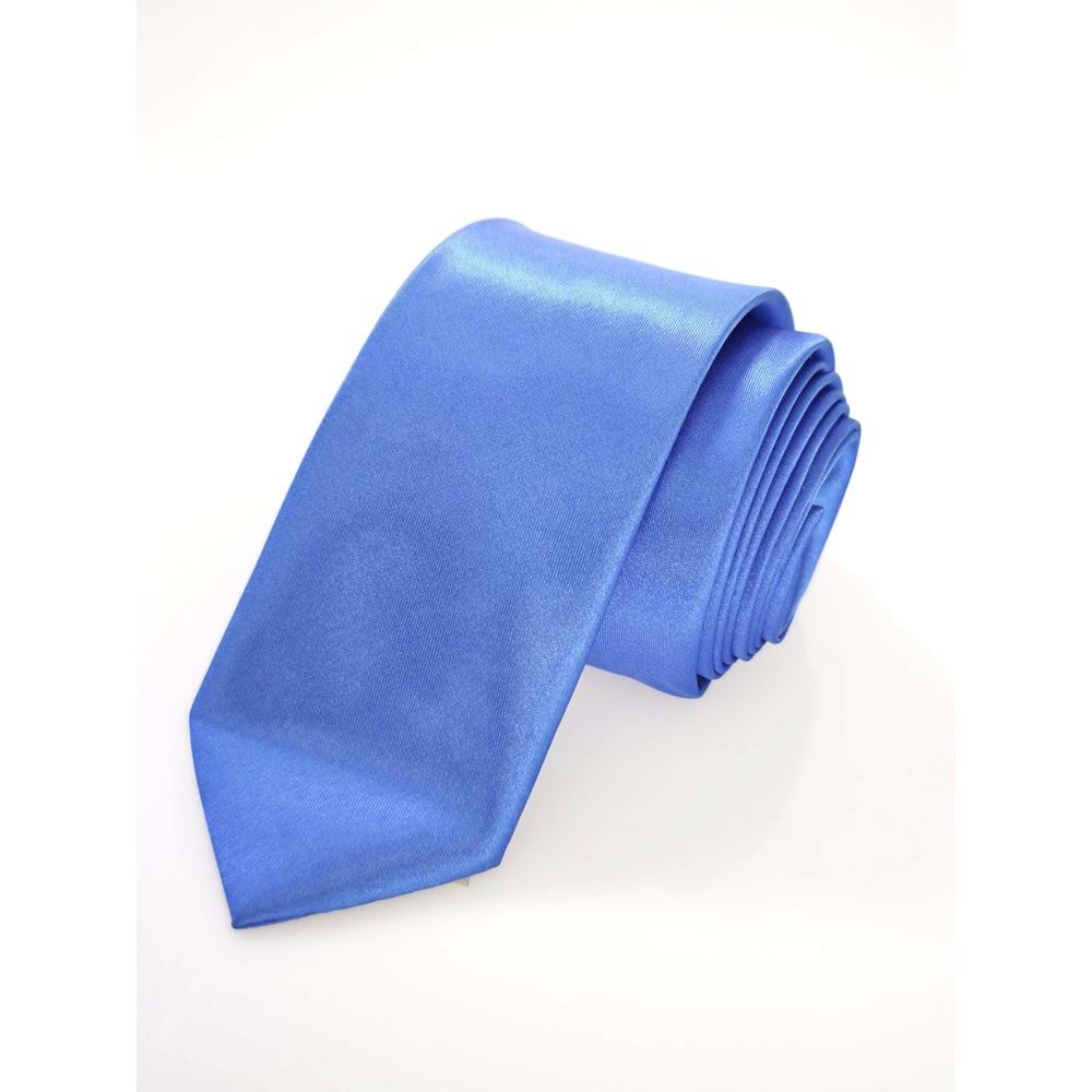 Blue Plain Dupon Satin Weave Slim Fashion Slim Tie