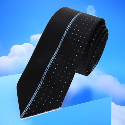 Turquoise Polka Dot Special Design Panel Cut Slim Fashion Slim Tie