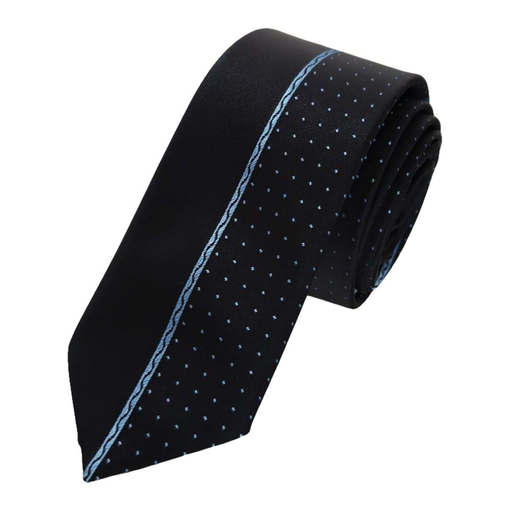 Turquoise Polka Dot Special Design Panel Cut Slim Fashion Slim Tie