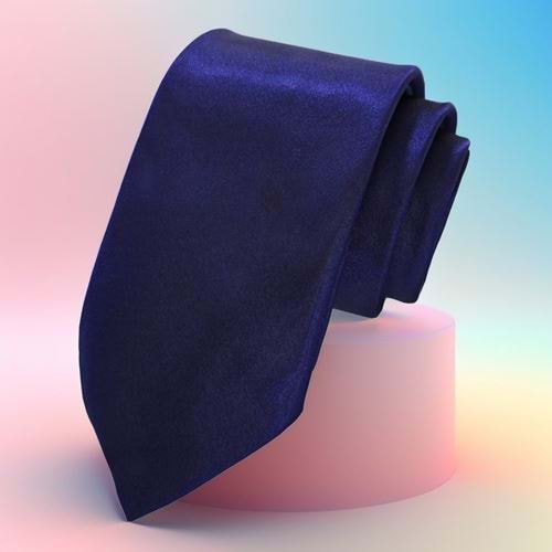 Navy Blue Simple Satin Weave Italian Tie