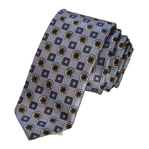 Geometric Pattern Printed Slim Fashion Slim Tie on Blue