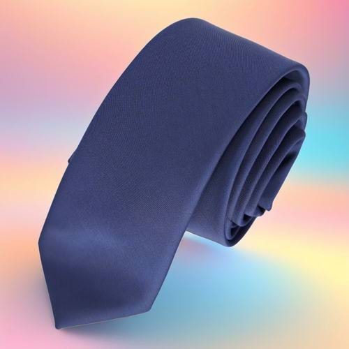 Navy Blue Single Color Simple Dupon Satin Weave Slim Fashion Slim Tie