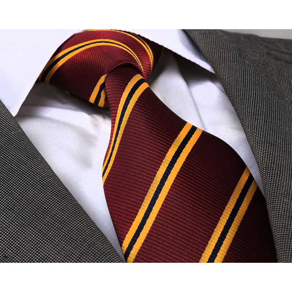 Yellow White Burgandy Harry Potter Hogwarts Jacquard Necktie