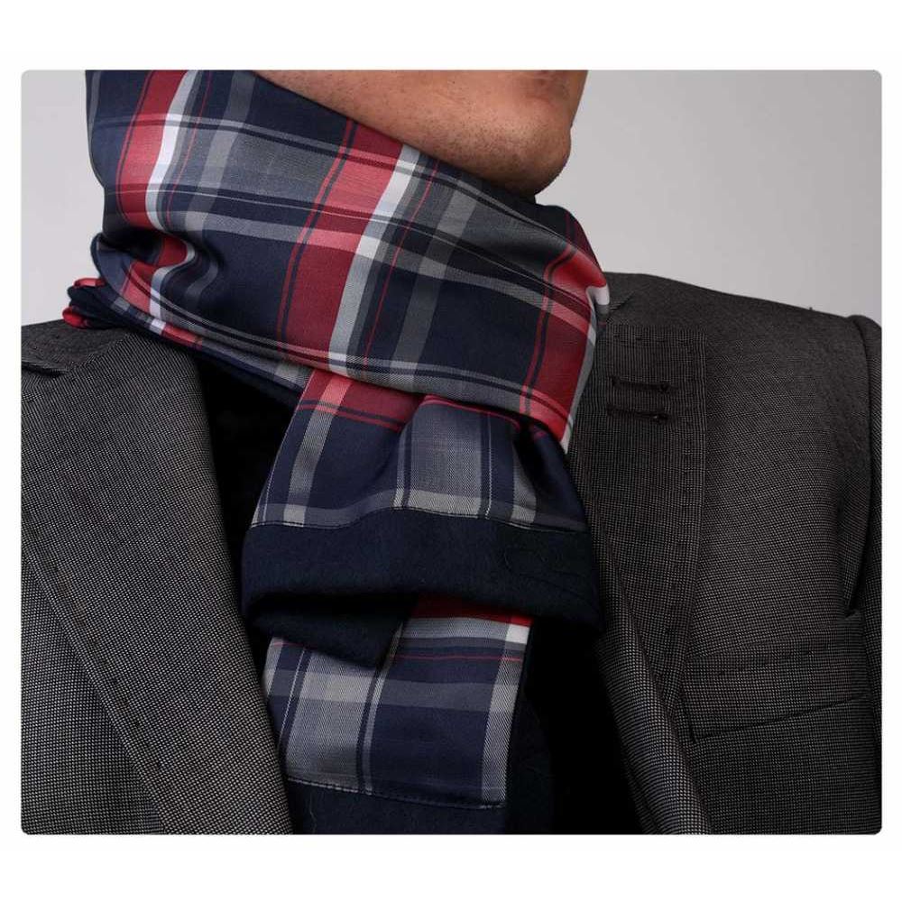 Red Navy Plaid Double Sided Scarf