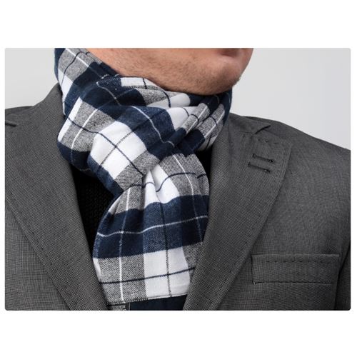 Navy Plaid Double Face Scarf