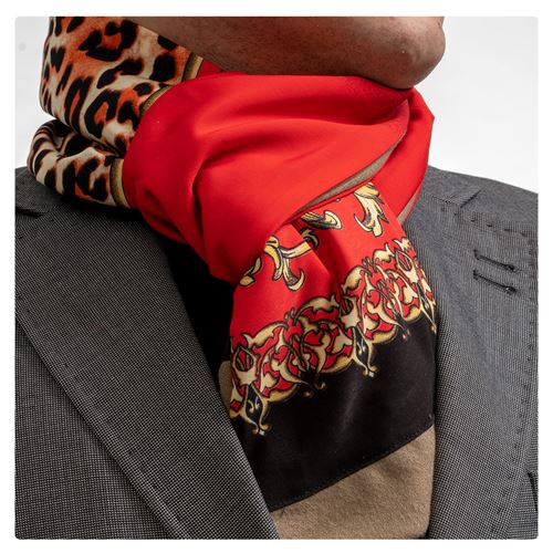 Red Printed Mens Scarf