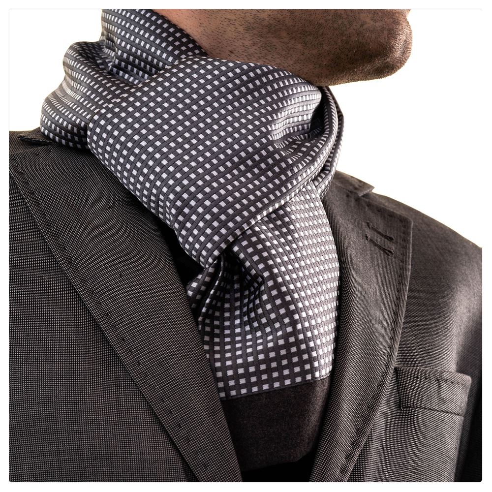 Gray White Designer Mens Scarf