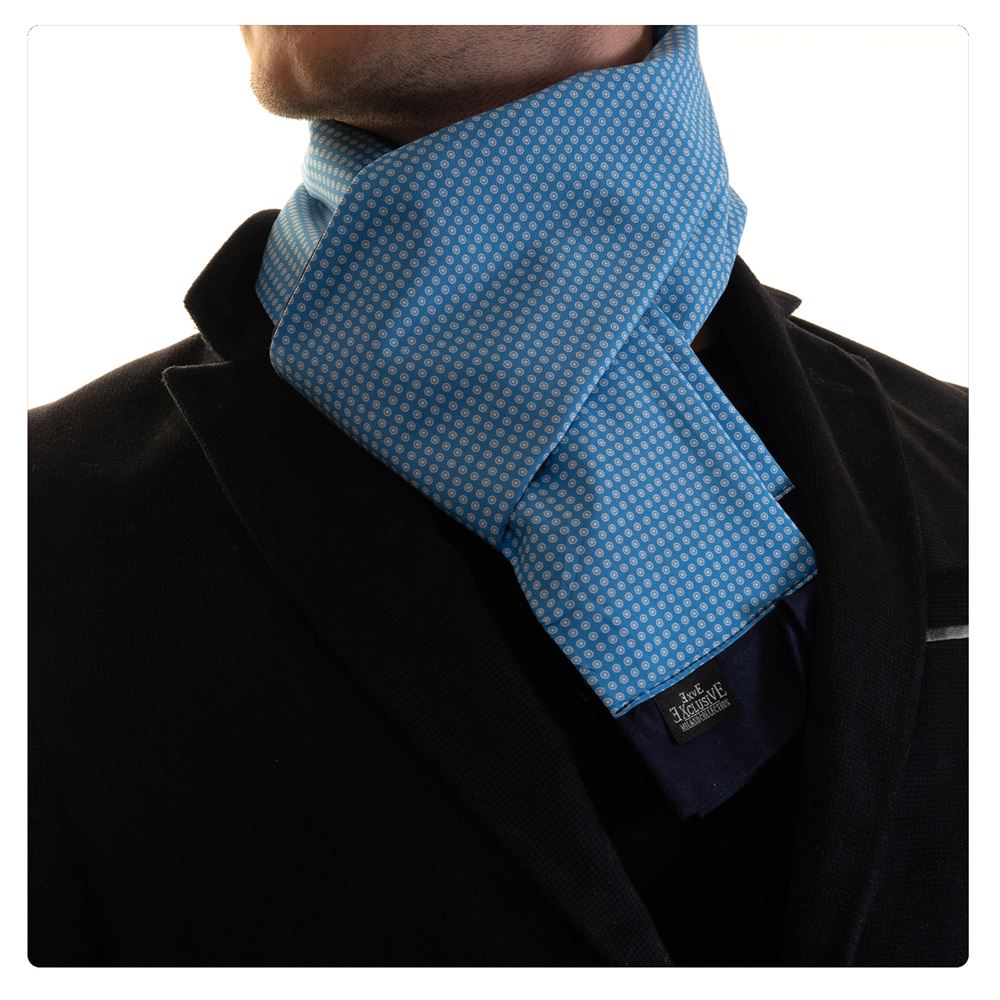 Blue & White Polka Dot Mens Scarf