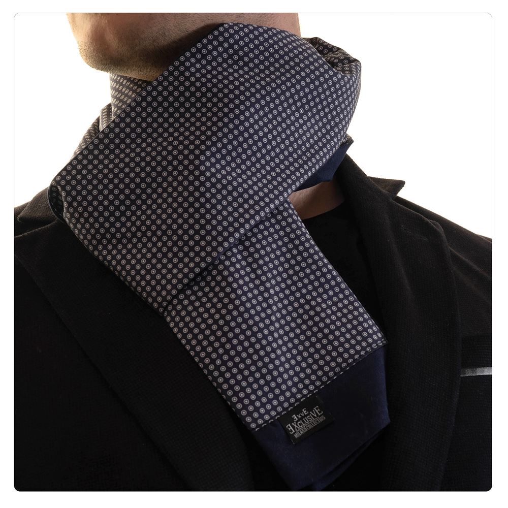 Navy & White Polka Dot Mens Scarf