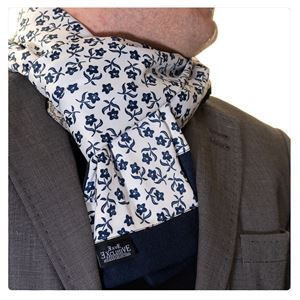 White and Navy Floral Mens Scarf