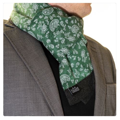 Green White Paisley Designer Mens Scarf