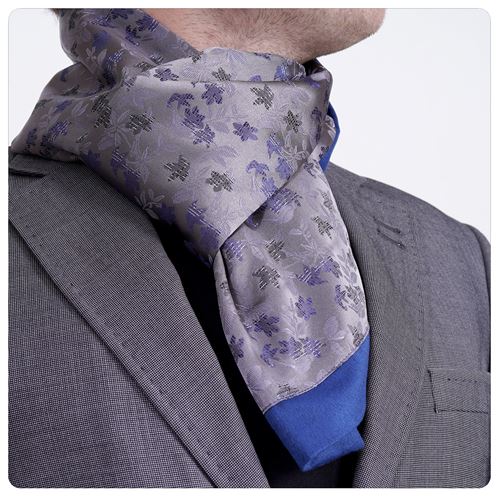 Silver Floral Designer Jacquard Mens Scarf