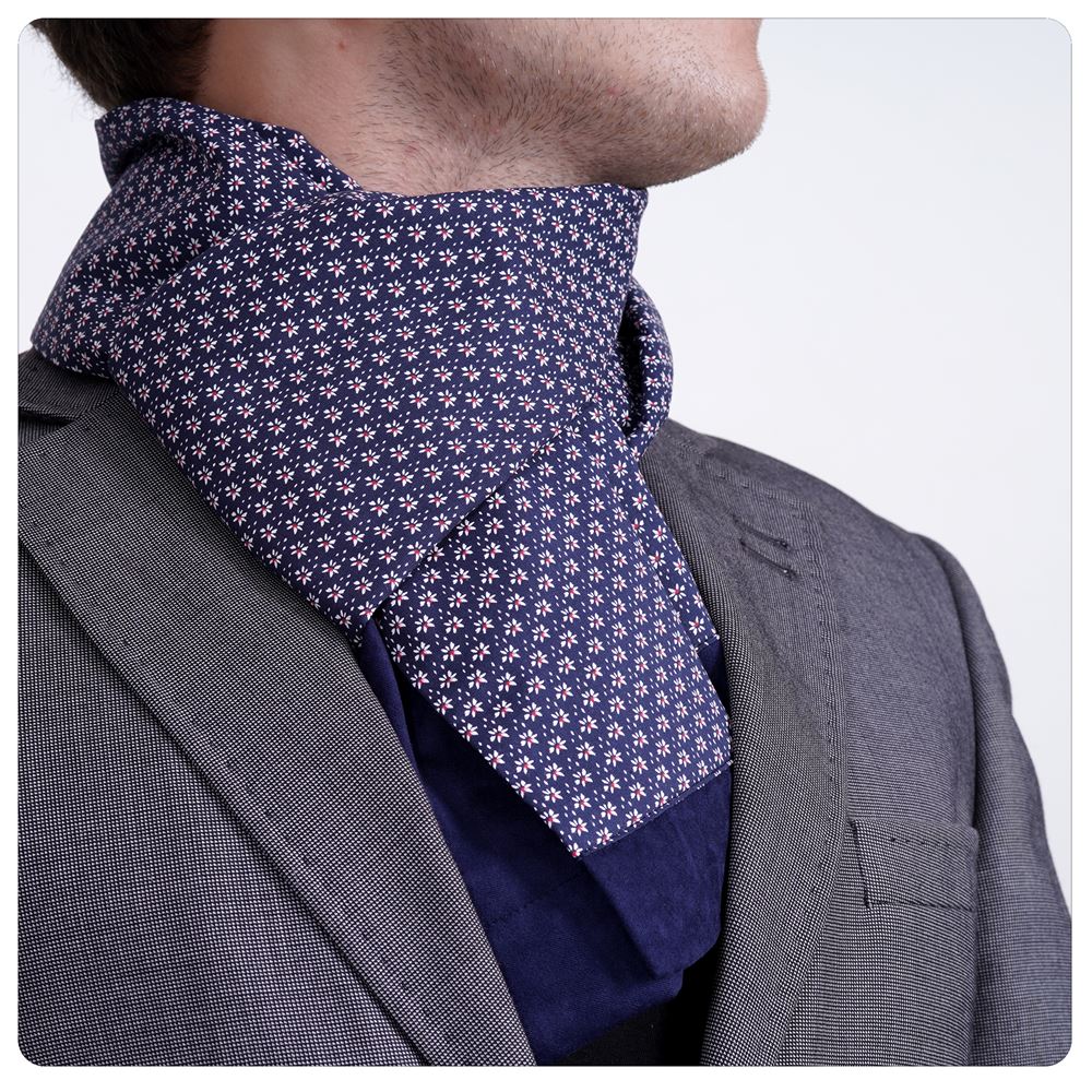 Blue and White Floral Mens Scarf