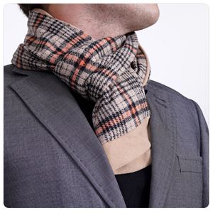 Orange Beige Plaid Tartar Woolen Mens Scarf