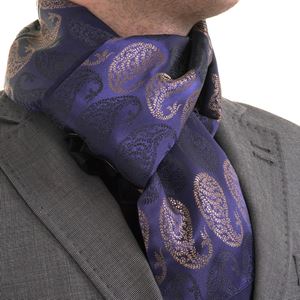 Navy and Gold Paisley Mens Scarf