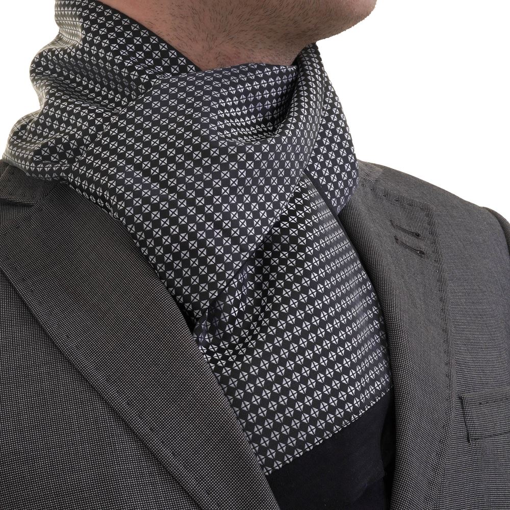 Black and Silver Squares Mens Scarf