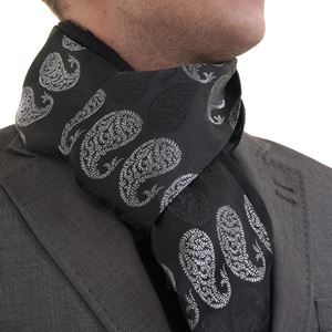 Black and Silver Paisley Mens Scarf