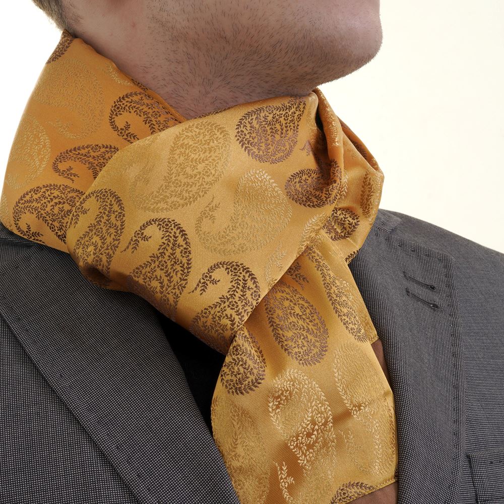 Golden and Brown Paisley Mens Scarf