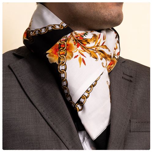 Navy White Designer Mens Scarf