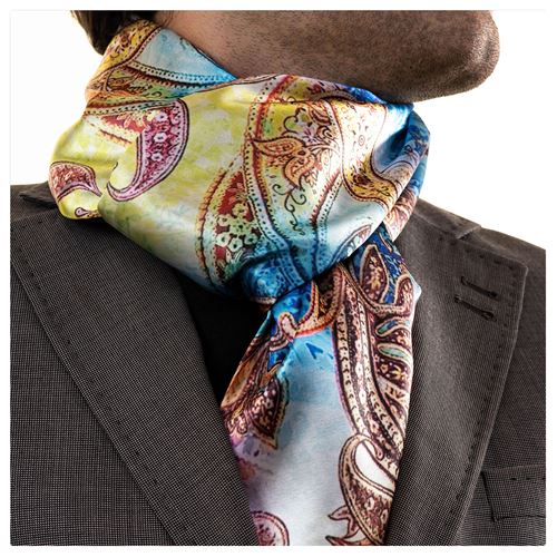 Blue Purple Yellow Paisley Mens Scarf