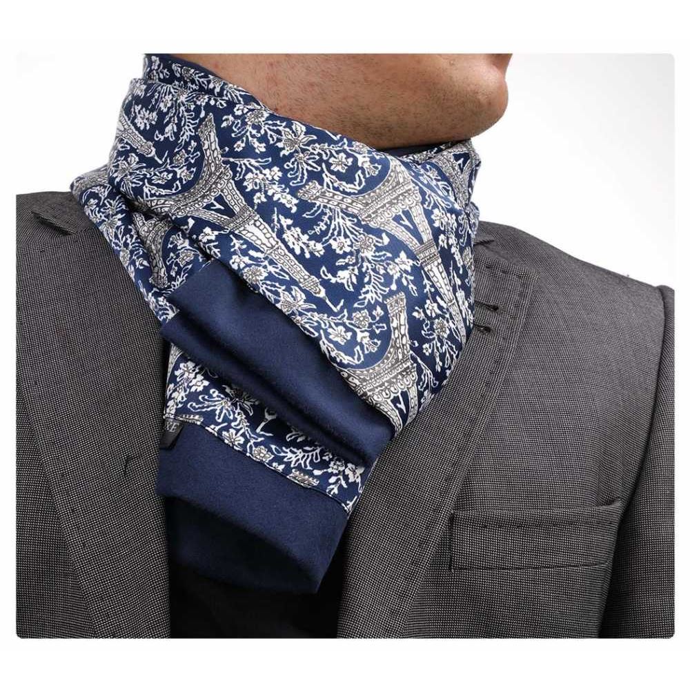 Navy Paris Double Sided Scarf