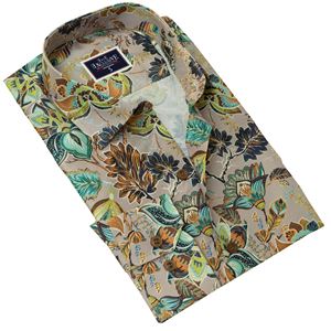 Beige with Colorful Paisley Pes Printed Men's Shirt