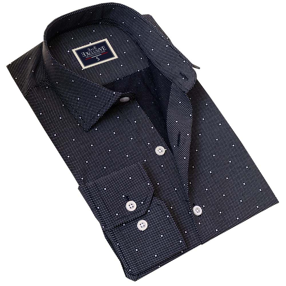 Navy and White Polka Dot Breathable Men's Shirt