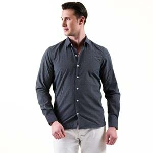 Navy and White Polka Dot Breathable Men's Shirt