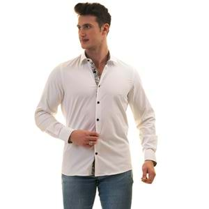 White with inside Black Floral Men's Shirt